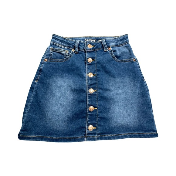 Cat & Jack Other - Cat & Jack Denim Skirt Girls M (7/8) Blue Button Front Ultimate Stretch Mini